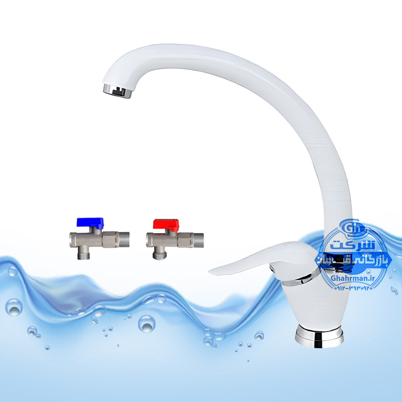 ست ۳ عددی شیر ظرفشویی سفید کروم براق به همراه شیر پیسوار | شیرآلات برند آیدا صنعت مدل قهرمان